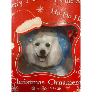 E&S Pets White Poodle Christmas Ornament Bauble Dog Lover Decor
